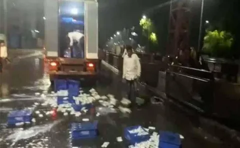 Maharashtra Farmers Milk Protest Hits Maharashtra Throw Tetra Packs On Roads - Sakshi