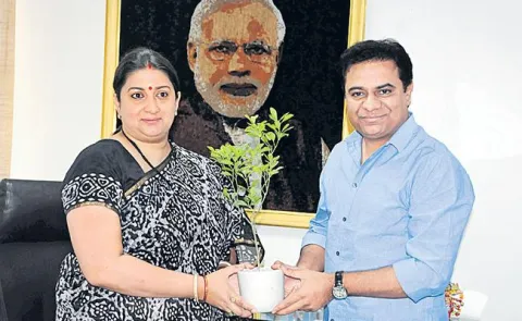 KTR Met Union Minister Smriti Irani - Sakshi