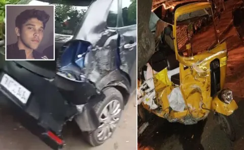 Actor Vikram Son Dhruv Car met with an accident - Sakshi