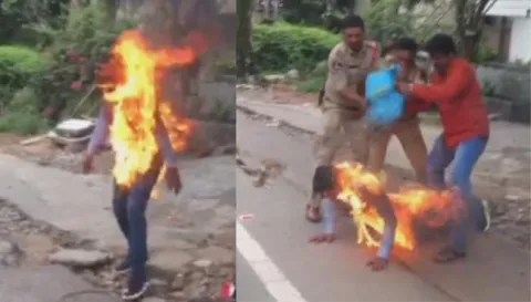 Man Suicide Attempt Before Banjara Hills Police Station - Sakshi