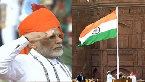 PM Modi Flag Hoisting at Redfort - Sakshi
