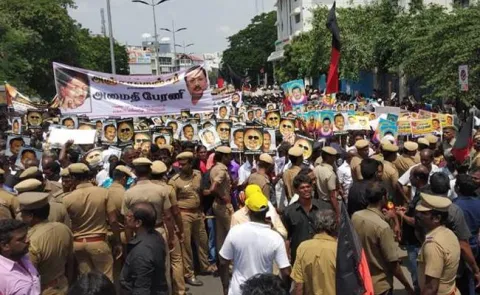 M K Alagiri rally in Chennai  - Sakshi