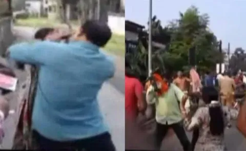 Caught On Camera: Trinamool Leaders Attack Woman BJP Supporter Twice - Sakshi