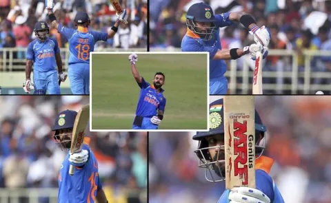 Virat Kohli fastest to reach 10000 ODI runs, breaks Sachin Tendulkar's record - Sakshi