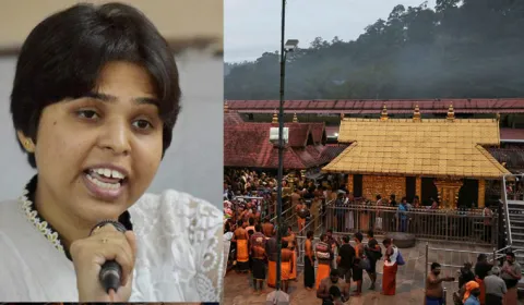 Trupti Desai, Heading To Sabarimala, Faces Protests At Airport - Sakshi