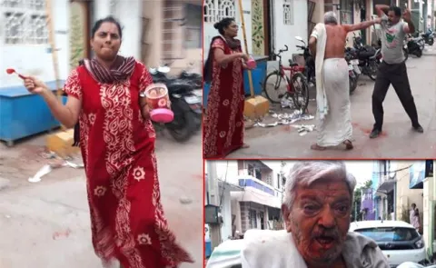 Woman Attack Father in law With Chilli Powder - Sakshi