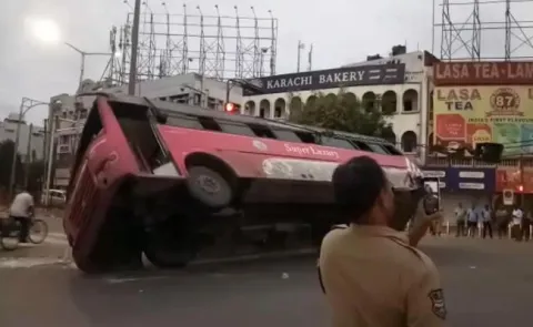 RTC Bus And Sand Lorry Accident In Hyderabad