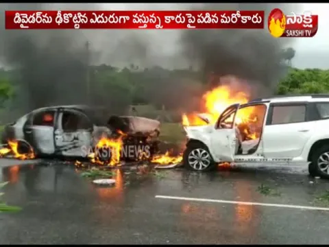 Two Cars Catches Fire in Suryapet