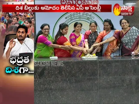 YSRCP Women Ministers, MLAs Celebrated On Andhra Pradesh Disha Bill Pass in AP Assembly - Sakshi