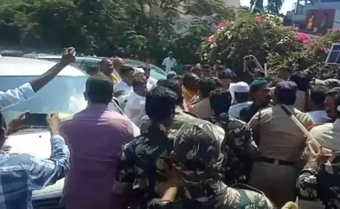 Balakrishna's Convoy Blocked By Protests