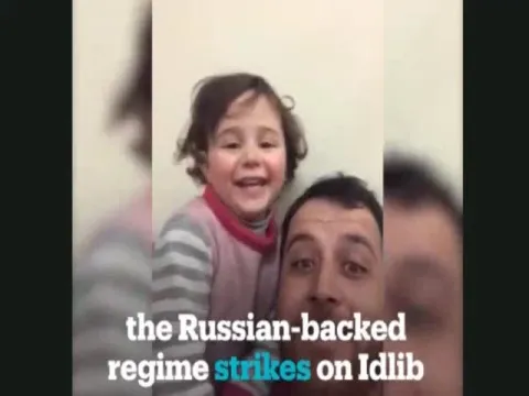 Syrian father makes up a game to make his daughter laugh