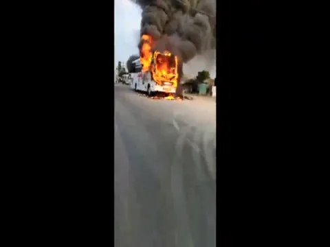 Private Bus Catches Fire in Sangareddy