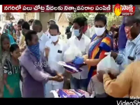 RK Roja Distributes Food products to poor in Nagari