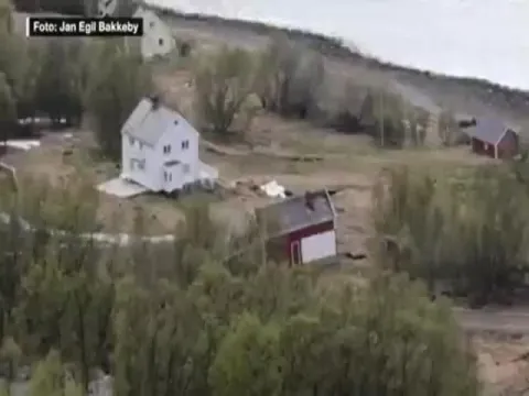 Watch Viral Video How Landslide Drags Houses Into Sea In Norway