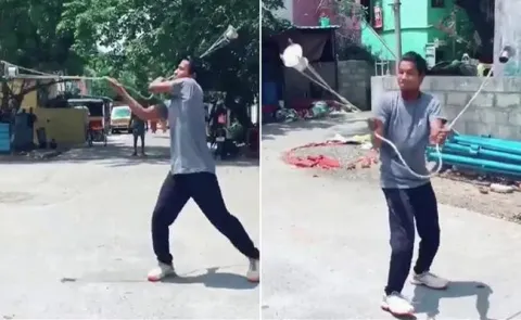 Man Spins Glasses Of Water Without Spilling A Drop - Sakshi