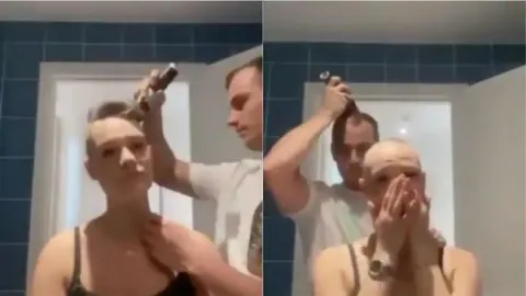 Watch: Man Goes Bald after Shaving Girlfriend Head - Sakshi