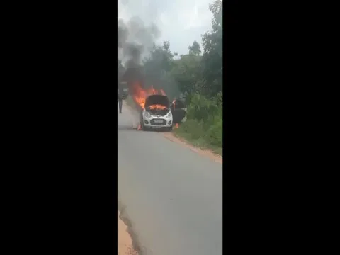 Car Burned On Road 