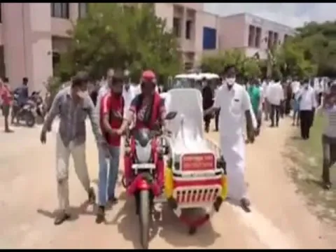 MLA RK Roja Drives Ambulance Bikes