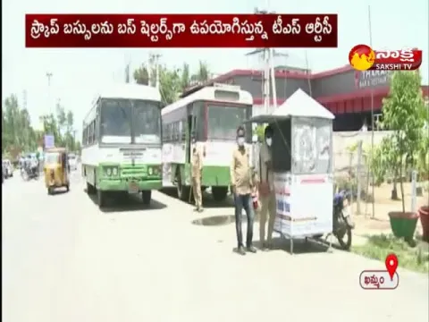 TSRTC using scrap buses as bus shelters