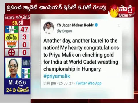Ap: Cm Jagan Praises Priya Malik Wins Gold At World Cadet Wrestling