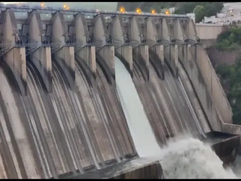 Srisailam Dam Gates Opened With Heavy Flood Water Inflow