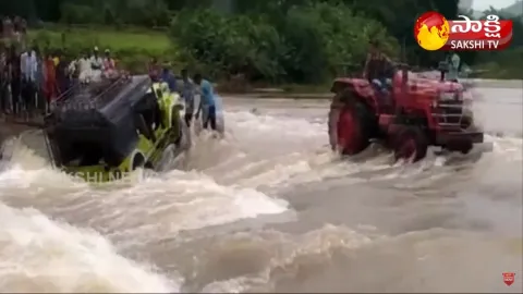 Jeep Stuck In Water At Visakha Agency Area