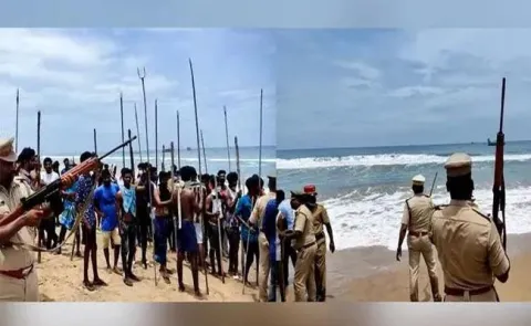 Fishermen Groups Clash Puducherry Beach 