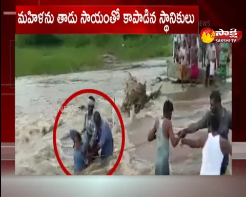  women stuck in flood resuced  by villagers in mancherial