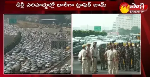 Farmers Protest Effect Heavy Traffic Jam In Delhi