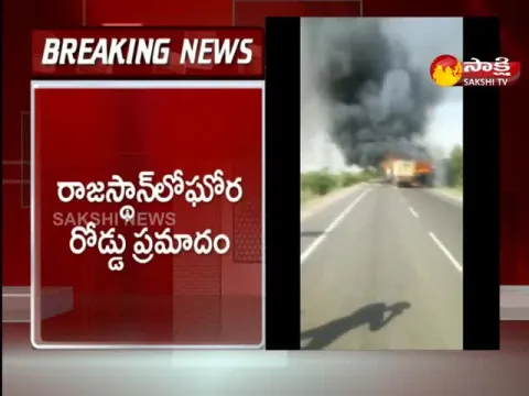 12 people feared dead after private bus caught fire after colliding with tanker Rajasthan