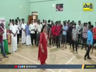 MLA RK Roja Playing Badminton At Nagari