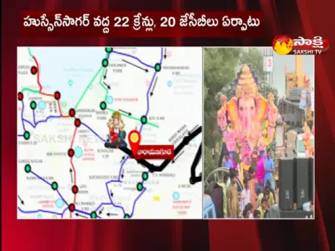 Ganesh Idols Immersion In Hussain Sagar