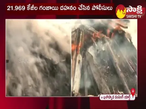 AP Police Burns Huge Amount of Ganja at Visakhapatnam