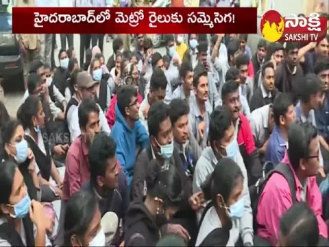 Hyderabad Metro Employees Protest for Salary Hike