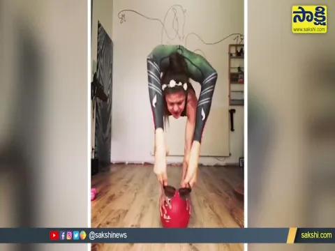 Viral Video Girl Wear Glasses With Legs By Balancing On ball