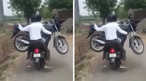 Viral Video Man Carring Bike On Another Bike In Maharashtra 