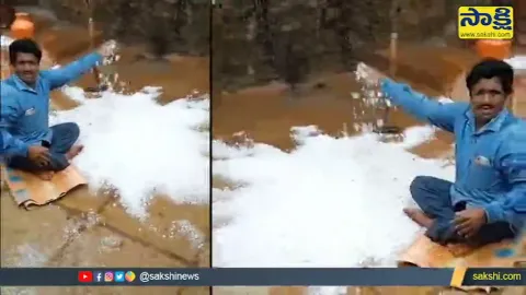 Viral Video Man Selling Hailstorm In Vikarabad 