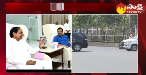 CM Arvind Kejriwal And Punjab CM Bhagwant Mann Met With KCR In HYD 