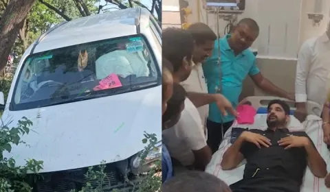 MLC Kaushik Reddy Car Accident In Karimnagar