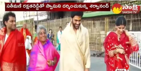 Hero Sharwanand And His Wife Rakshitha Reddy Visuals At Tirumala 