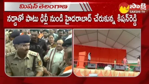 Grand Welcome To JP Nadda In Shamshabad Airport 