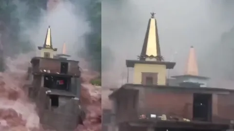 Viral Video Flood Water In Temple At Sirmaur Himachal Pradesh 