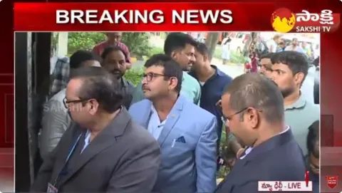 AP CID Officials At Galla Jayadev house Gate Outside