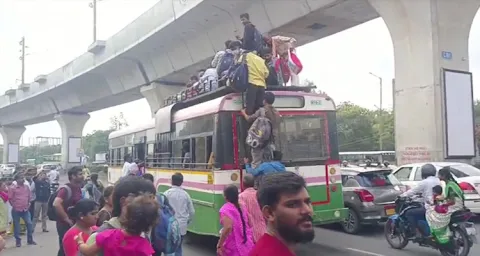 Huge Crowd In Bus At Uppal Ring Roads 