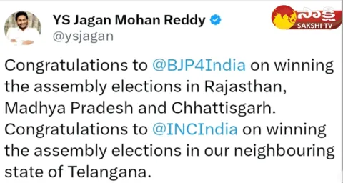 CM YS Jagan Congratulates Congress And BJP On Electoral Victories