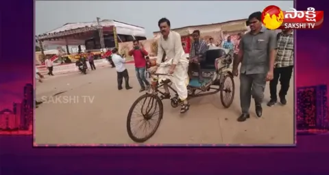 MP GVL Narasimha Rao Driven Rikshaw