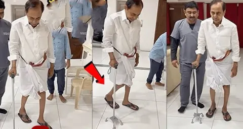 KCR Walking With Help Of Physiotherapy Doctor