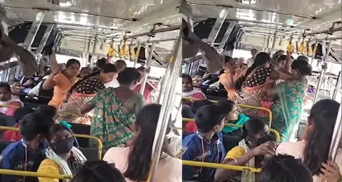 Ladies Fighting In TSRTC Bus