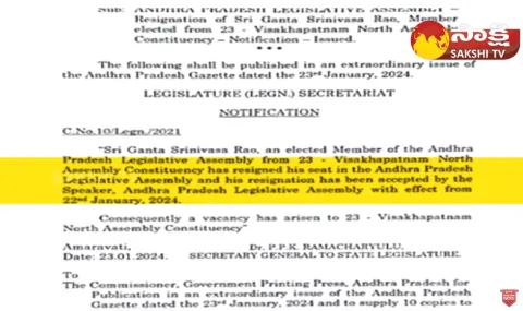 TDP MLA Ganta Srinivasa Rao Resignation Accepted 