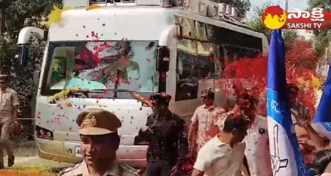 Flower Rain On CM YS Jagan Mohan Reddy 